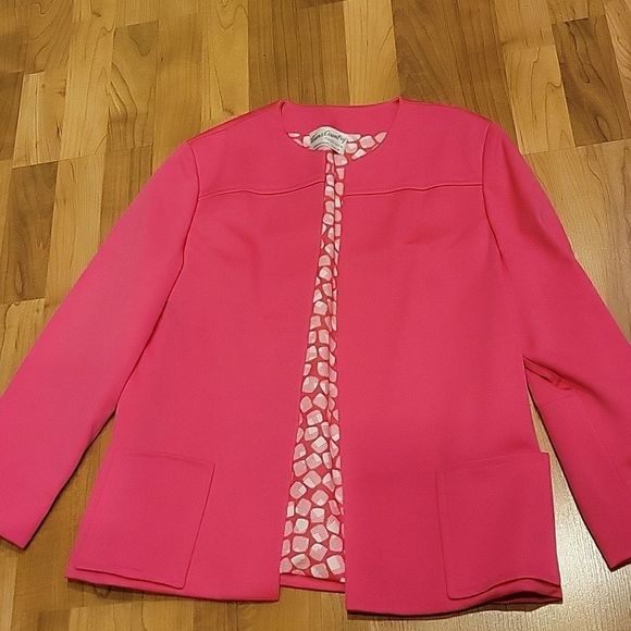 Town & Country Coronado, CA Hot Pink Dress Blazer Suit Set Belted Scarf 2-PC S - Picture 7 of 12